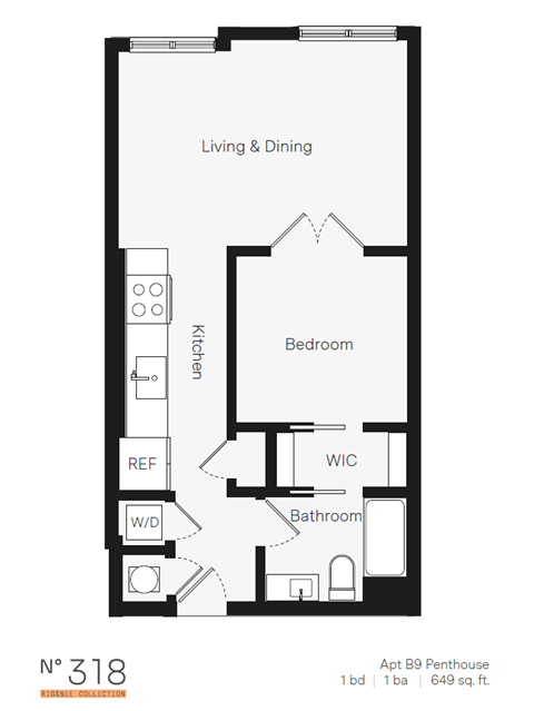 B9 One Bedroom / One Bath (Phase One). The Rigsbee Collection. Durham, NC.